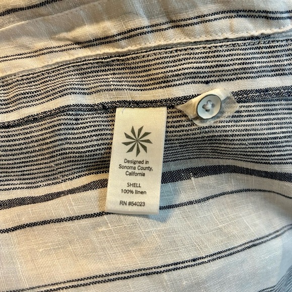 Athleta Women’s Linen Striped Button Down Sz L - Picture 8 of 9